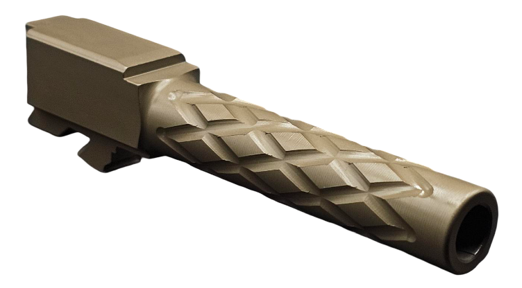 Combat Armory Barrel Fits Glock 19 9mm Match Diamond Weave Fluted Barrel in Dark Earth