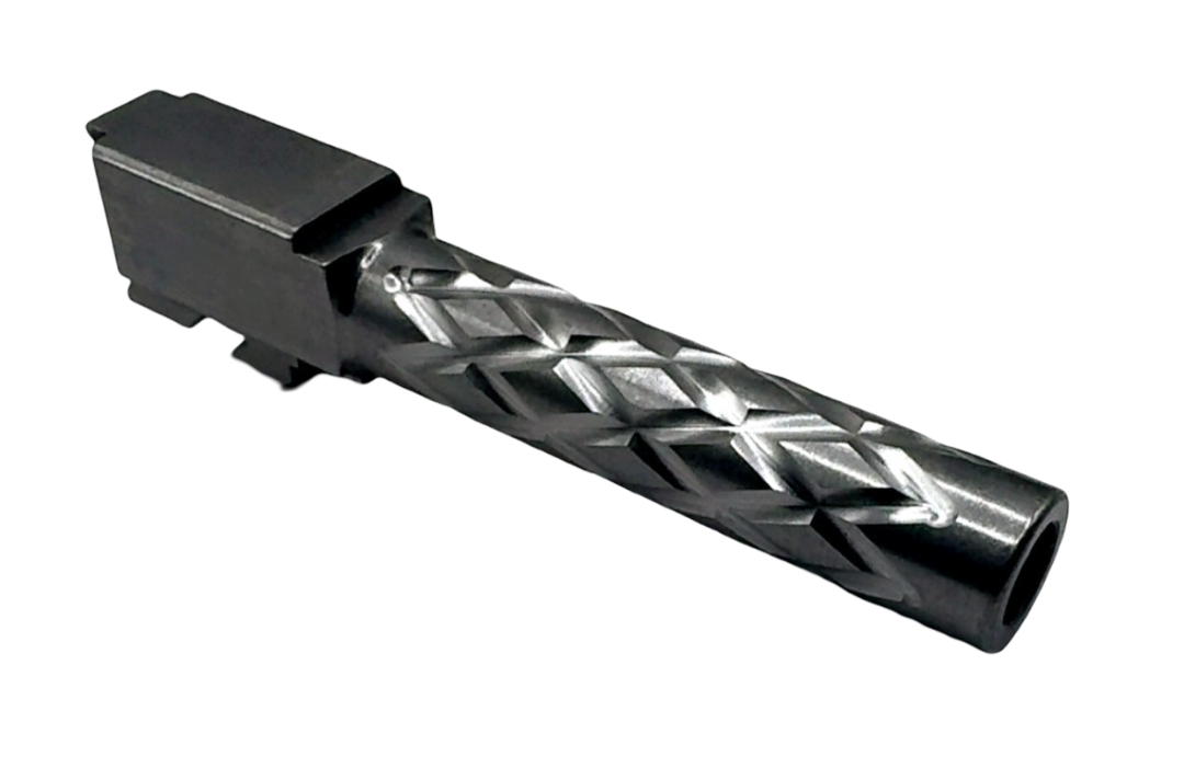 Combat Armory Barrel Fits Glock 19 9mm Match Diamond Weave Fluted Barrel Naked Stainless Steel