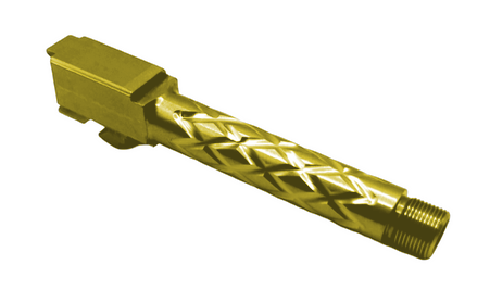 Combat Armory Barrel Fits Glock 19 9mm Match Diamond Weave Threaded Barrel in Gold
