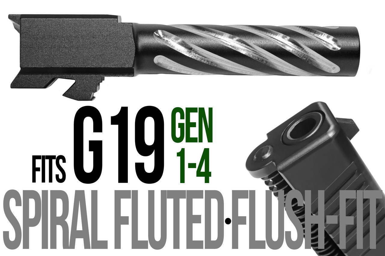 Combat Armory Barrel Fits Glock 19 9mm Match Flush Fit Thick Spiral Fluted Barrel 2 Tone