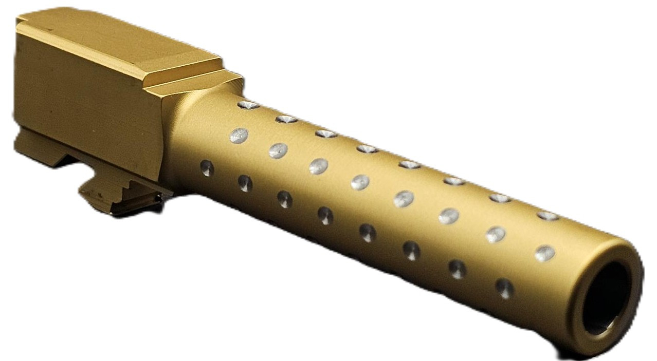 Combat Armory Barrel Fits Glock 19 9mm Match Golf Ball Dimpled 2 Tone in Gold