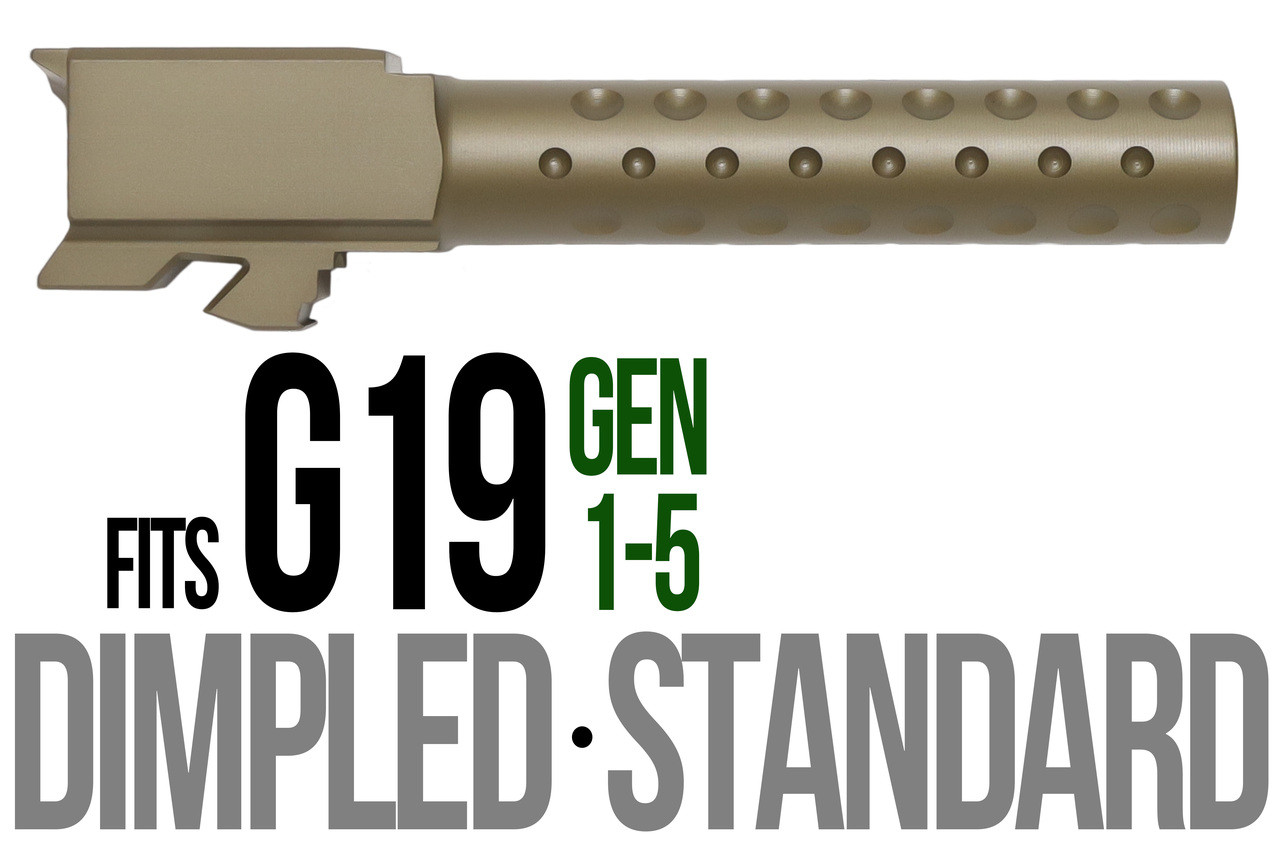 Combat Armory Barrel Fits Glock 19 9mm Match Golf Ball Dimpled Barrel in Dark Earth