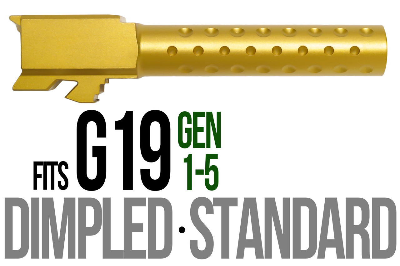 Combat Armory Barrel Fits Glock 19 9mm Match Golf Ball Dimpled Barrel in Gold