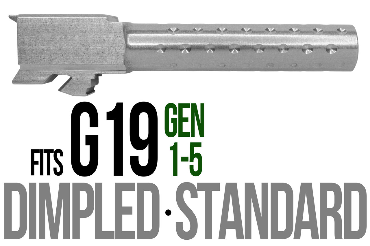 Combat Armory Barrel Fits Glock 19 9mm Match Golf Ball Dimpled Barrel Naked Stainless Steel