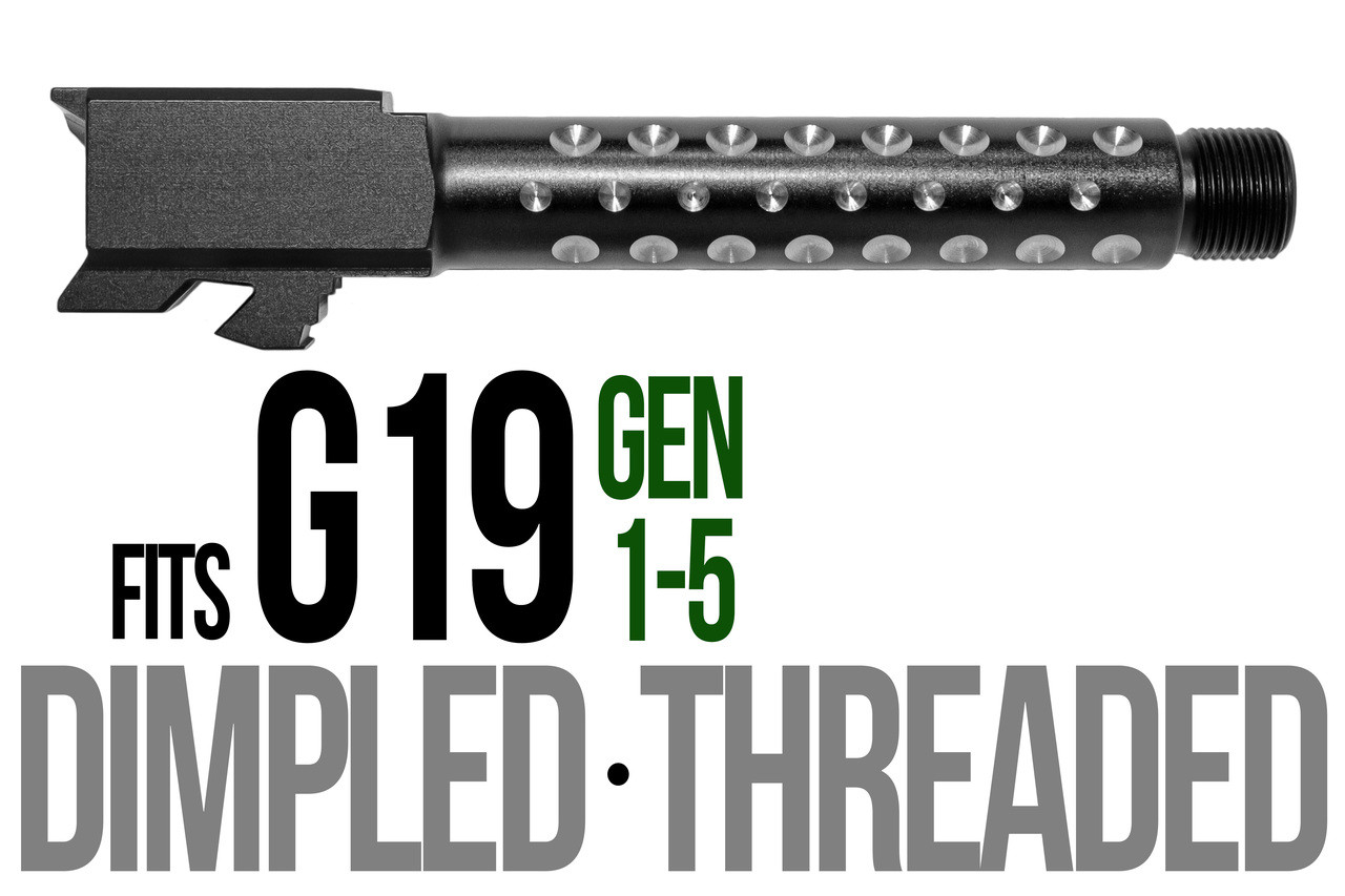 Combat Armory Barrel Fits Glock 19 9mm Match Golf Ball Dimpled Barrel Threaded 2 Tone