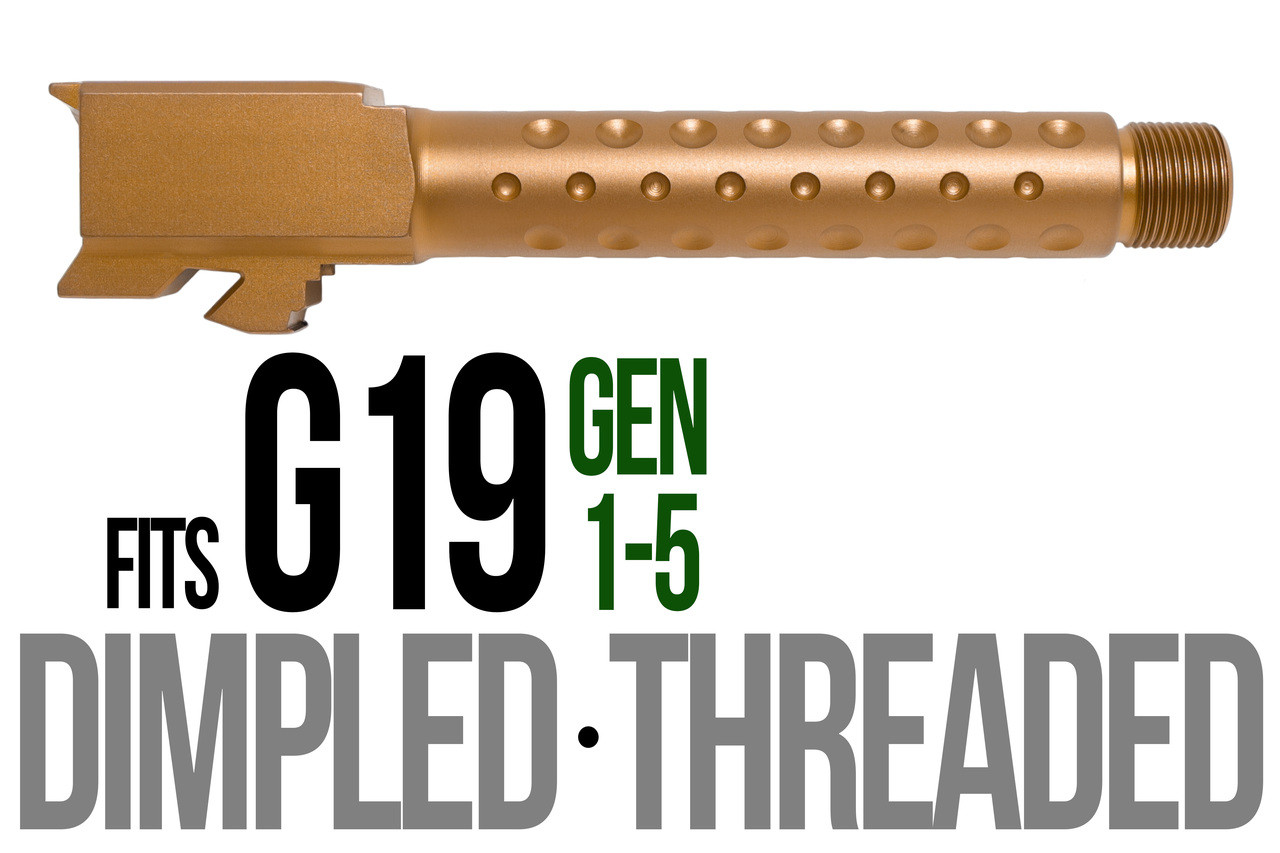 Combat Armory Barrel Fits Glock 19 9mm Match Golf Ball Dimpled Barrel Threaded in Copper