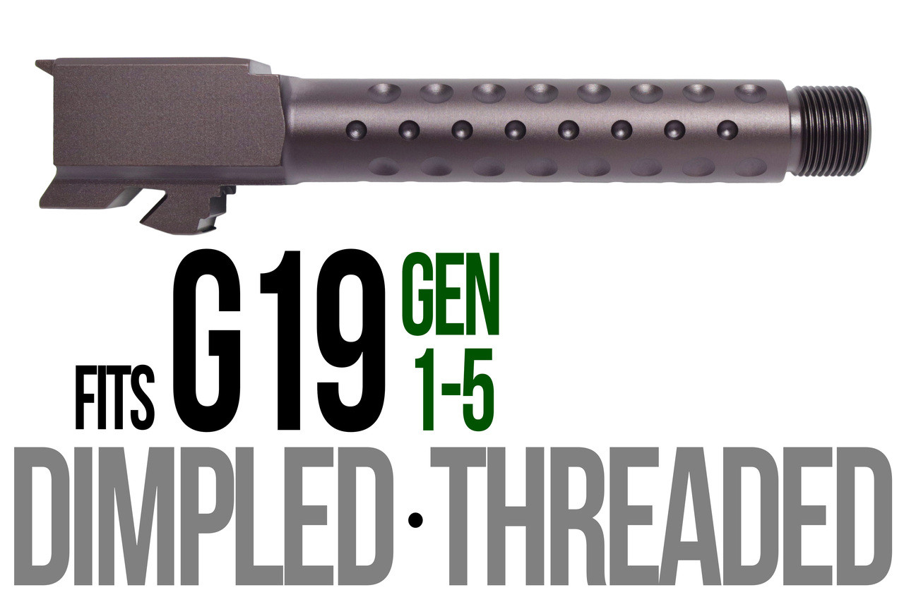 Combat Armory Barrel Fits Glock 19 9mm Match Golf Ball Dimpled Barrel Threaded in Plum
