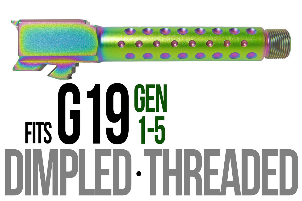Combat Armory Barrel Fits Glock 19 9mm Match Golf Ball Dimpled Barrel Threaded in Radio Active