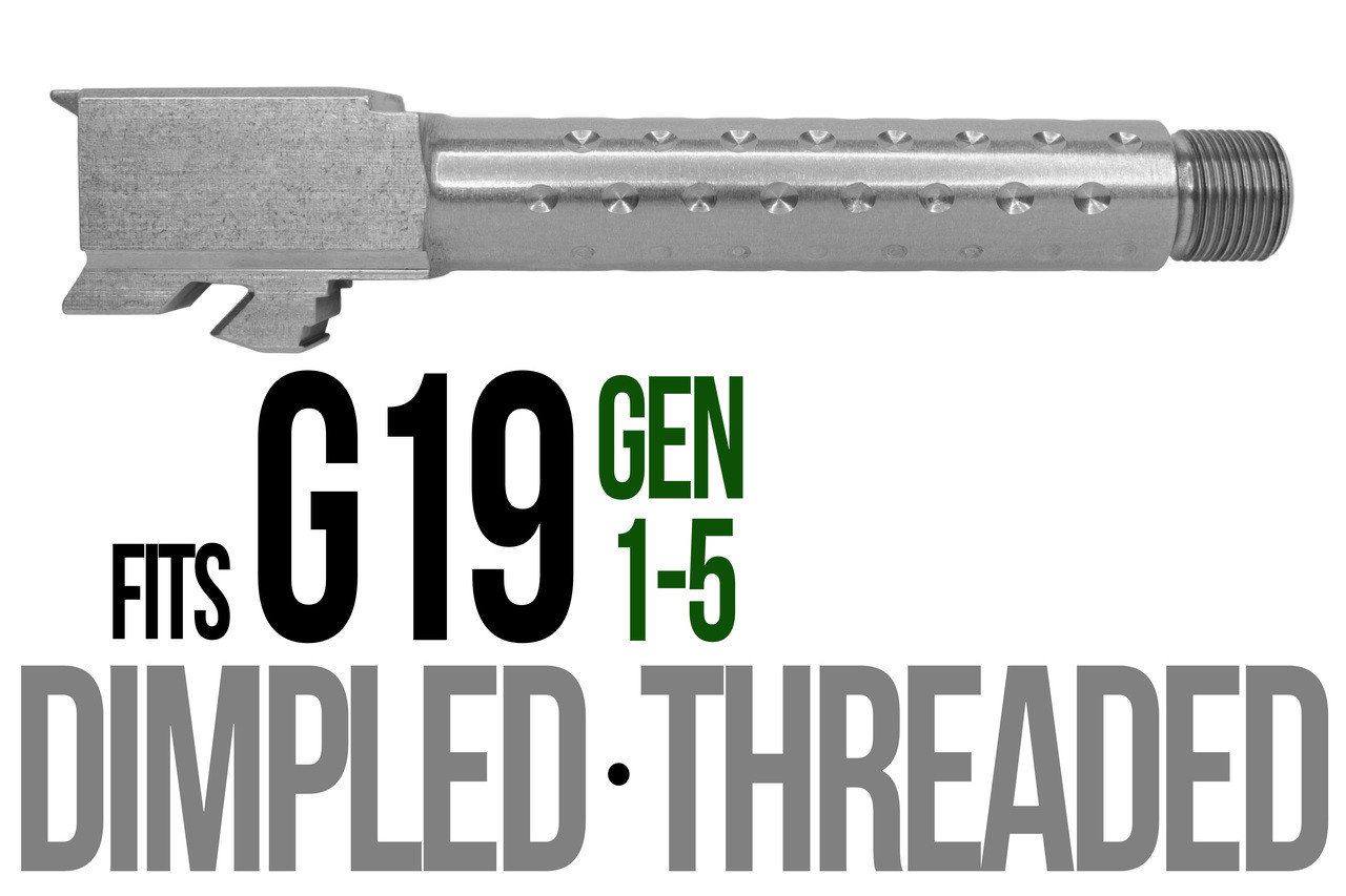Combat Armory Barrel Fits Glock 19 9mm Match Golf Ball Dimpled Barrel Threaded Naked Stainless Steel
