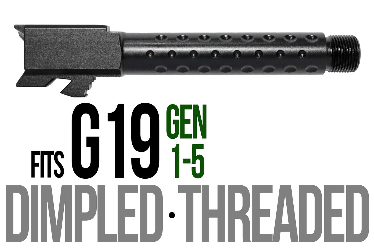 Combat Armory Barrel Fits Glock 19 9mm Match Golf Ball Dimpled Barrel Threaded