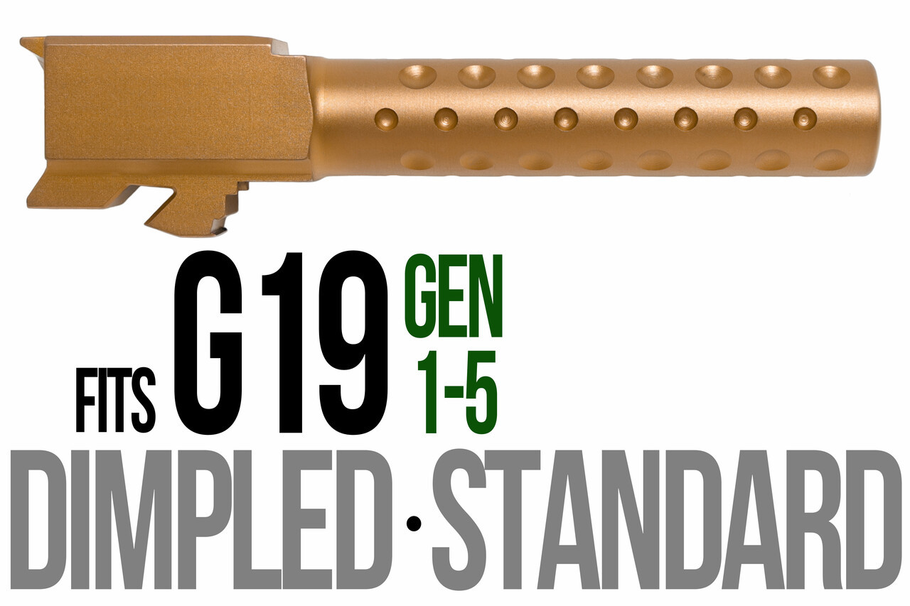 Combat Armory Barrel Fits Glock 19 9mm Match Grade Barrel Golf Ball Dimpled in Copper