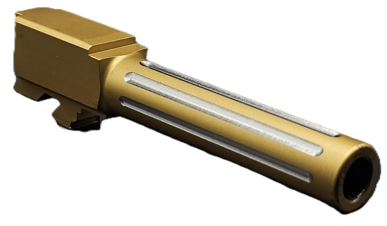 Combat Armory Barrel Fits Glock 19 9mm Match Straight Fluted Barrel 2 Tone in Gold