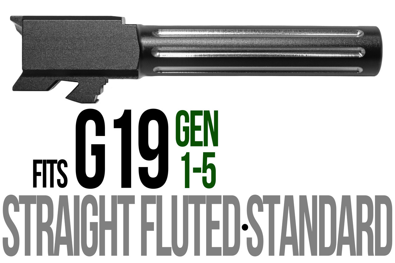 Combat Armory Barrel Fits Glock 19 9mm Match Straight Fluted Barrel 2 Tone