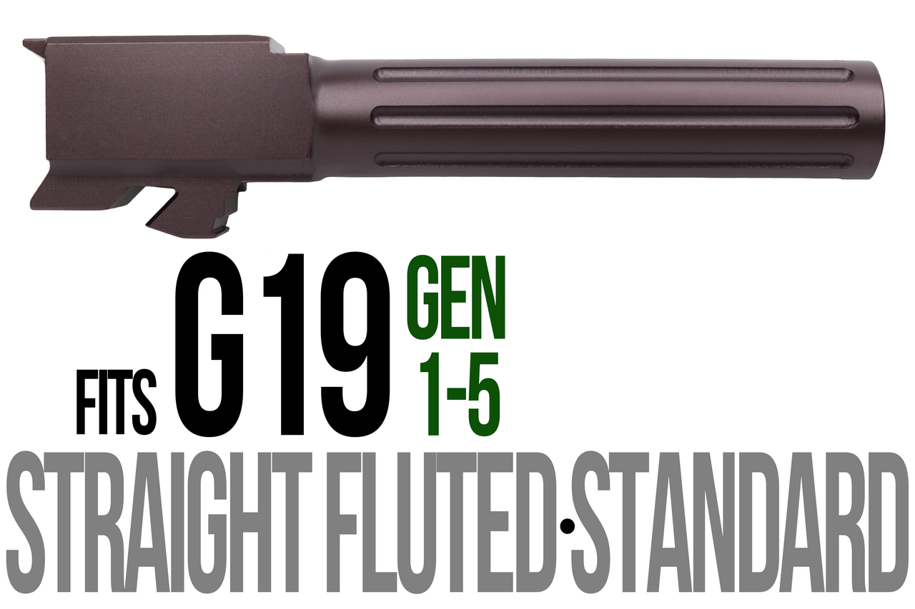 Combat Armory Barrel Fits Glock 19 9mm Match Straight Fluted Barrel  in Plum