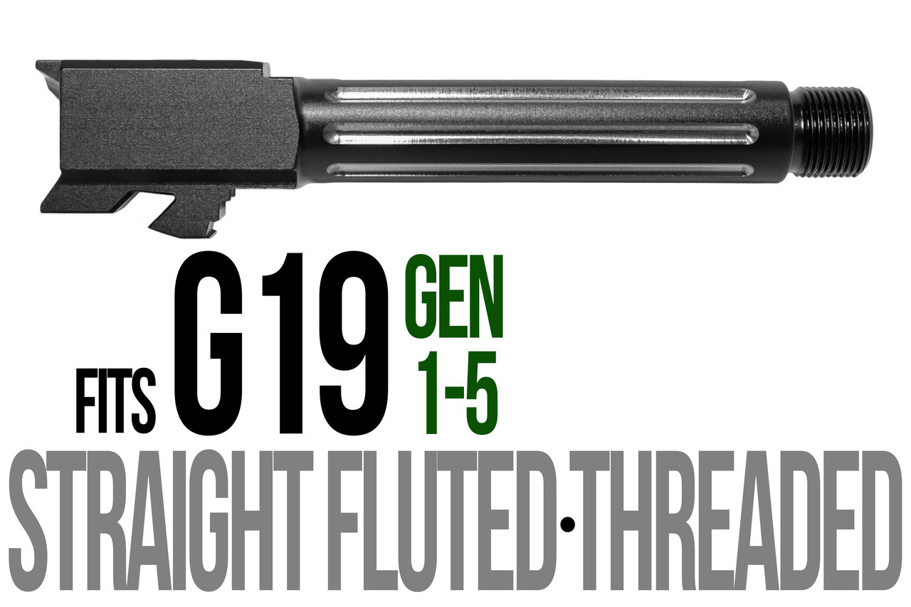 Combat Armory Barrel Fits Glock 19 9mm Match Straight Fluted Barrel Threaded 2 Tone