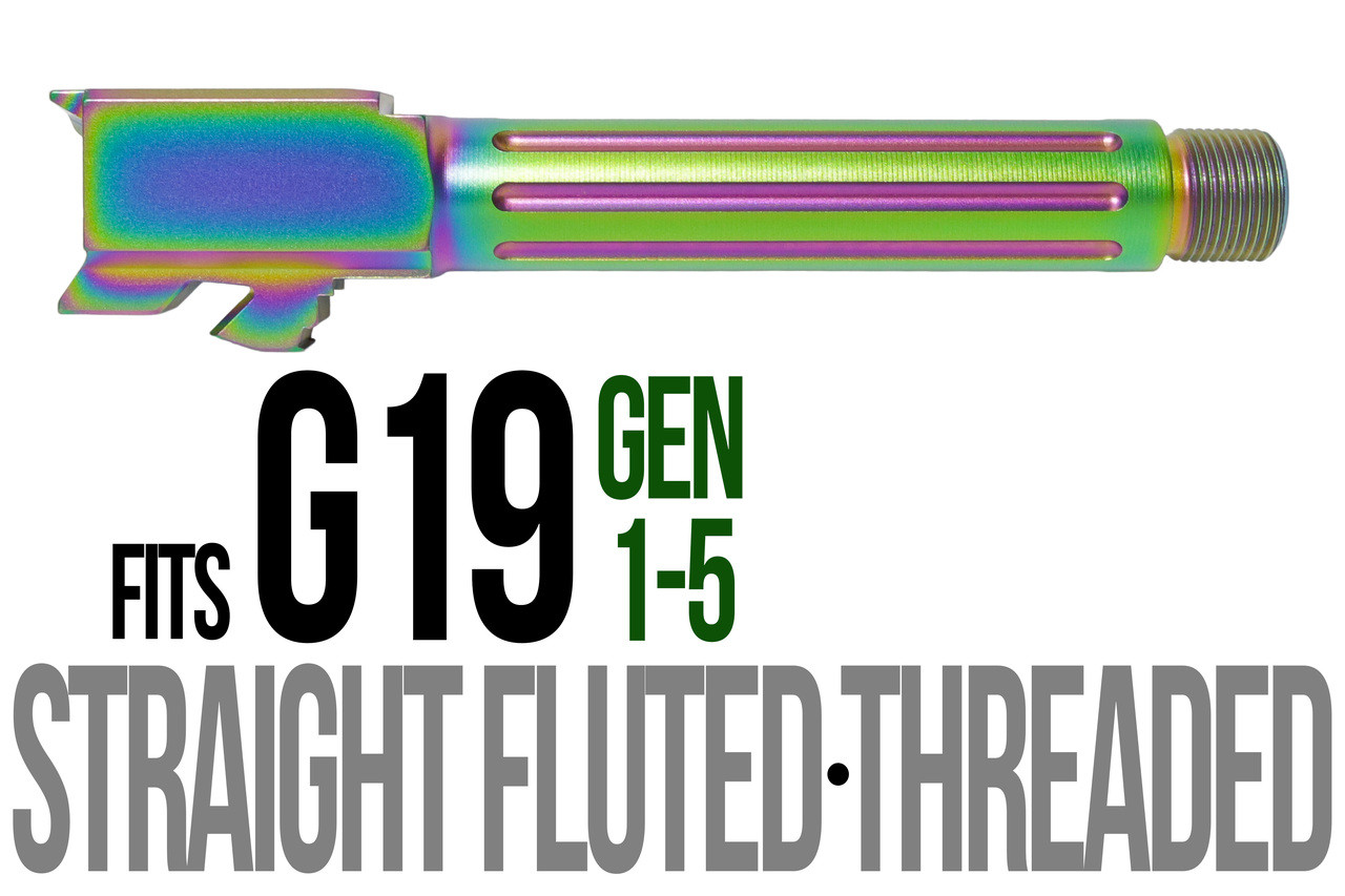 Combat Armory Barrel Fits Glock 19 9mm Match Straight Fluted Barrel Threaded in Radio Active