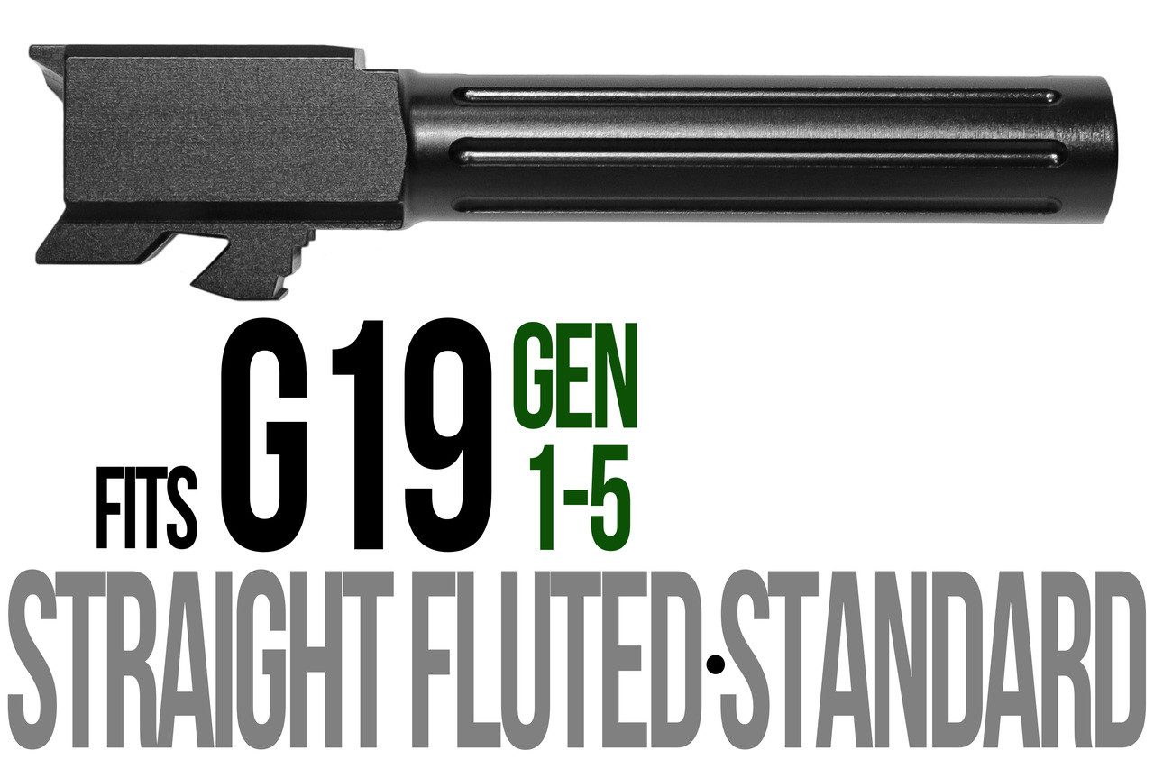 Combat Armory Barrel Fits Glock 19 9mm Match Straight Fluted Barrel