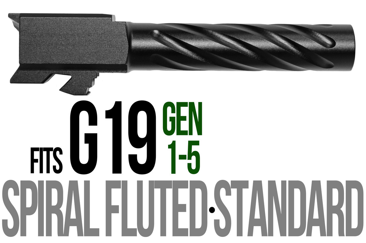 Combat Armory Barrel Fits Glock 19 9mm Match Thick Spiral Fluted Barrel in Black