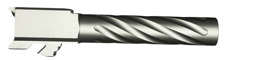 Combat Armory Barrel Fits Glock 19 9mm Match Thick Spiral Fluted Barrel in Flat Gray