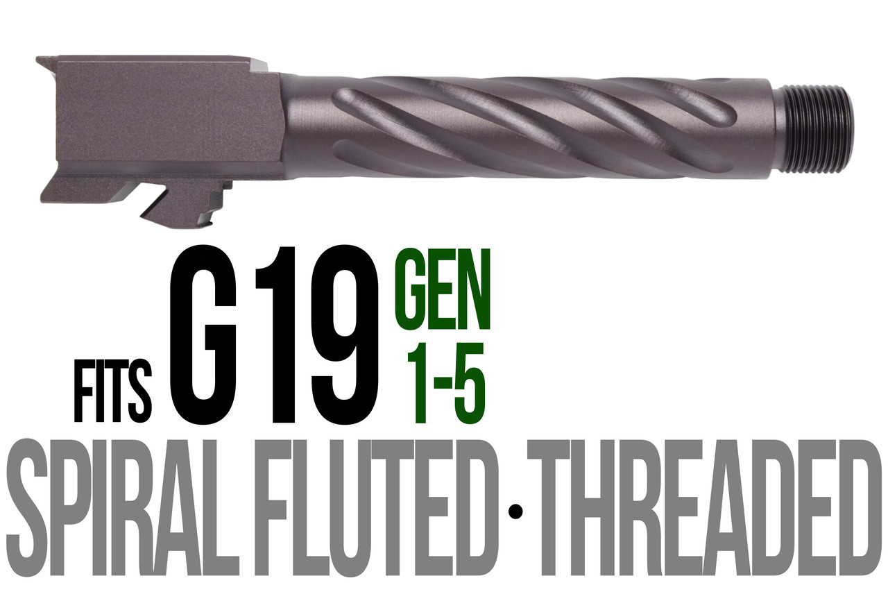 Combat Armory Barrel Fits Glock 19 9mm Match Thick Spiral Fluted Barrel Threaded in Plum