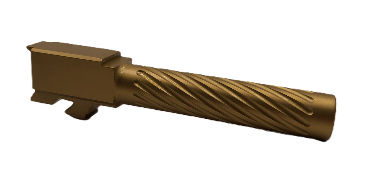 Combat Armory Barrel Fits Glock 19 9mm Match Thin Spiral Fluted Barrel in Gold
