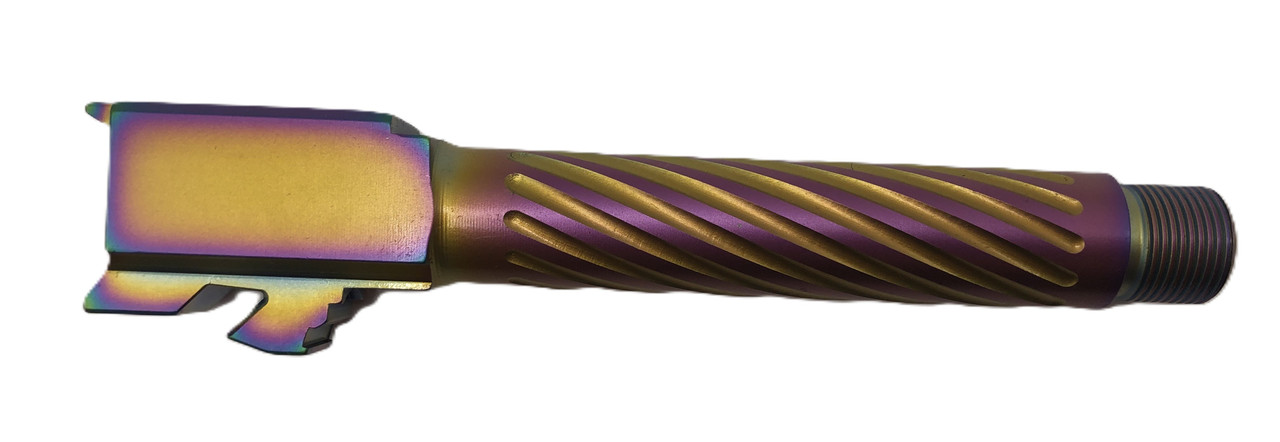 Combat Armory Barrel Fits Glock 19 9mm Match Thin Spiral Fluted Barrel Threaded in Chameleon