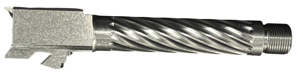 Combat Armory Barrel Fits Glock 19 9mm Match Thin Spiral Fluted Barrel Threaded Naked Stainless Steel