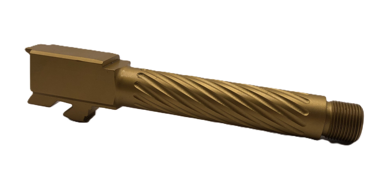 Combat Armory Barrel Fits Glock 19 9mm Match Thin Spiral Fluted Threaded Barrel  in Gold