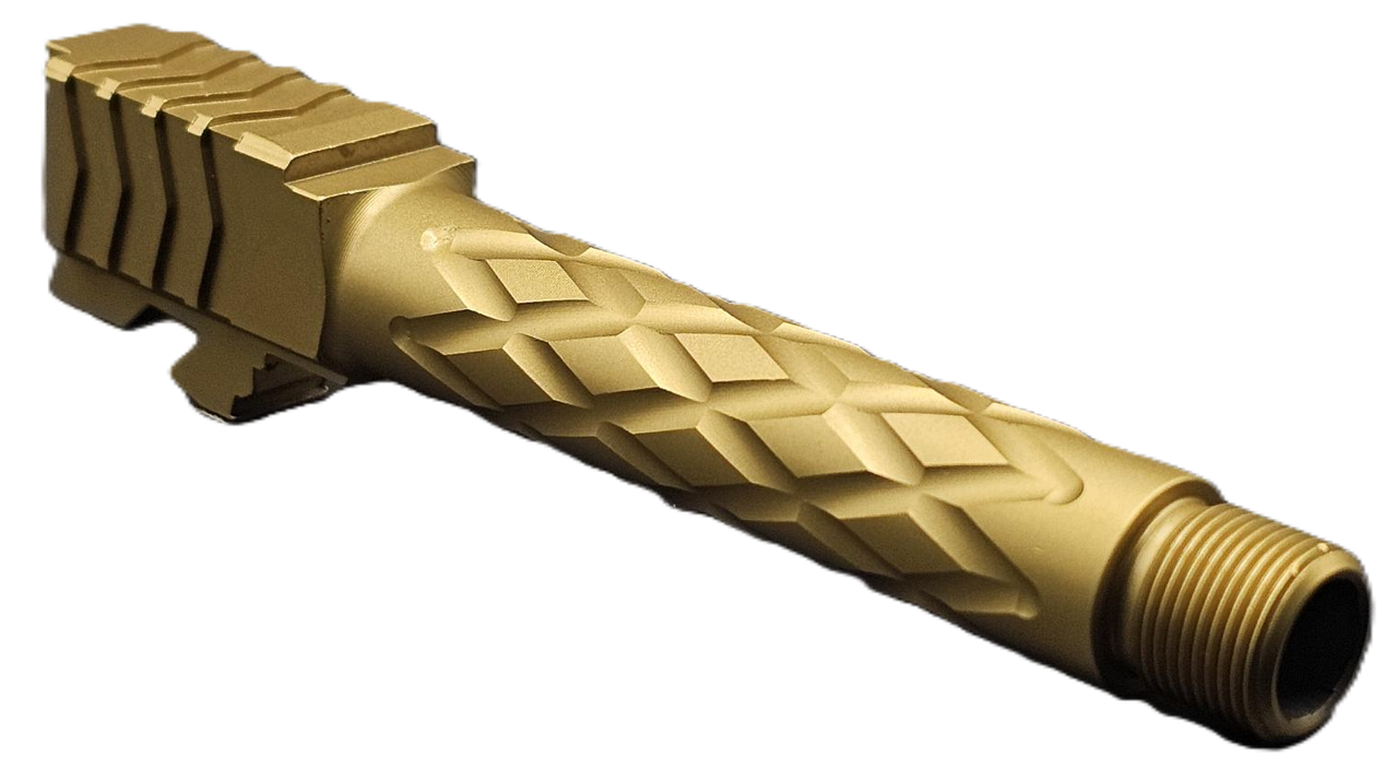 Combat Armory Barrel Fits Glock 19 9mm Match Titan 1 Series Threaded Barrel in Gold
