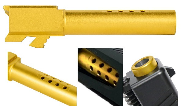 Combat Armory barrel Fits Glock 19 9mm Ported Barrel in Gold