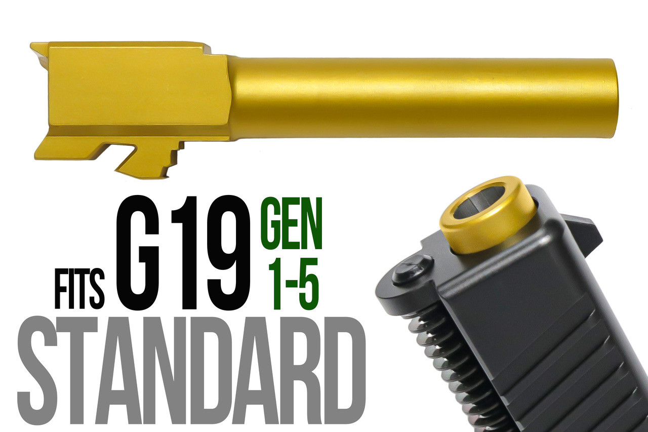 Combat Armory barrel Fits Glock 19 New  9mm Match Barrel in Gold