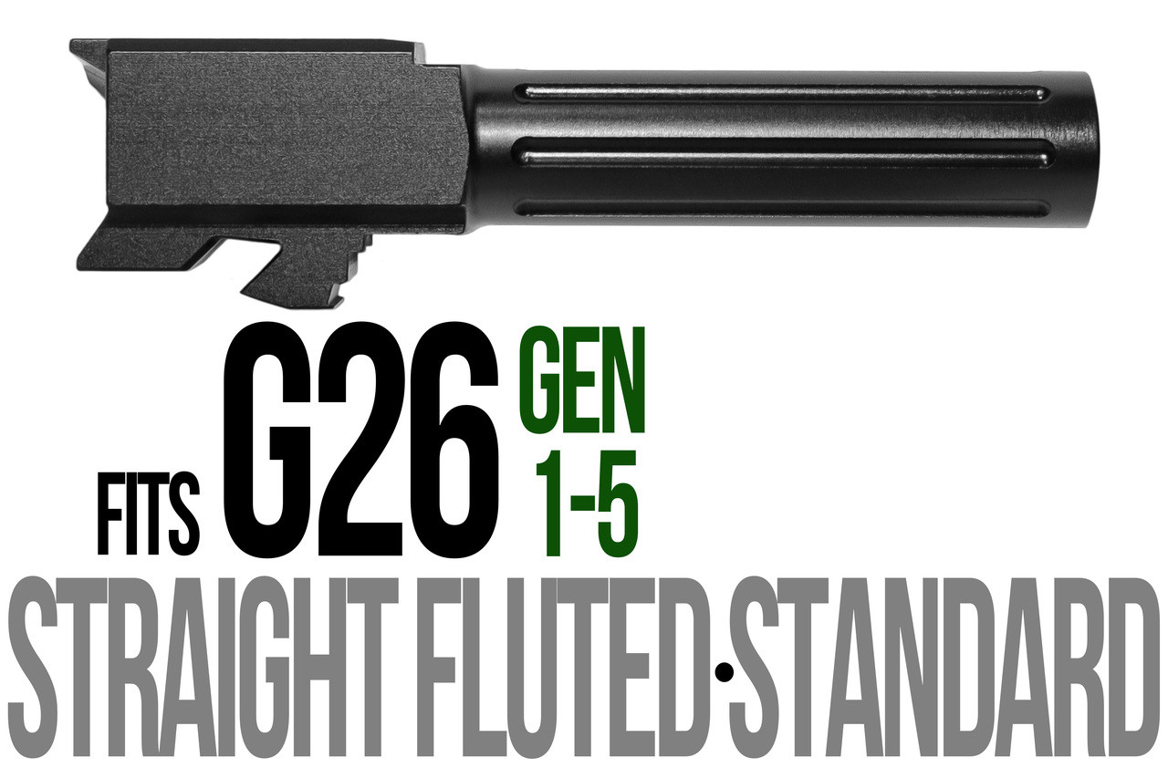 Combat Armory Barrel Fits Glock 26 9mm Straight Fluted Barrel