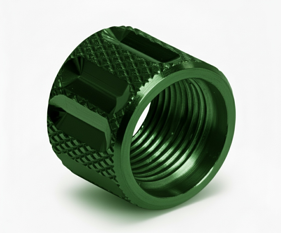 Combat Armory Thread Protector 1/2 x 28 (9mm & .357SIG Barrel) Knurled Straight Fluted in Radio Active Green