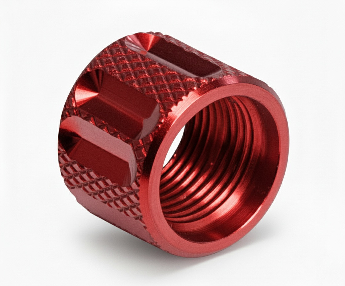 Combat Armory Thread Protector 1/2 x 28 (9mm & .357SIG Barrel) Knurled Straight Fluted in Red