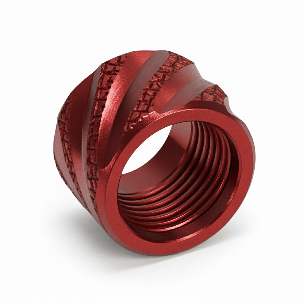 Combat Armory Thread Protector 1/2 x 28 (9mm & .357SIG Barrel) Knurled Thick Spiral in Red
