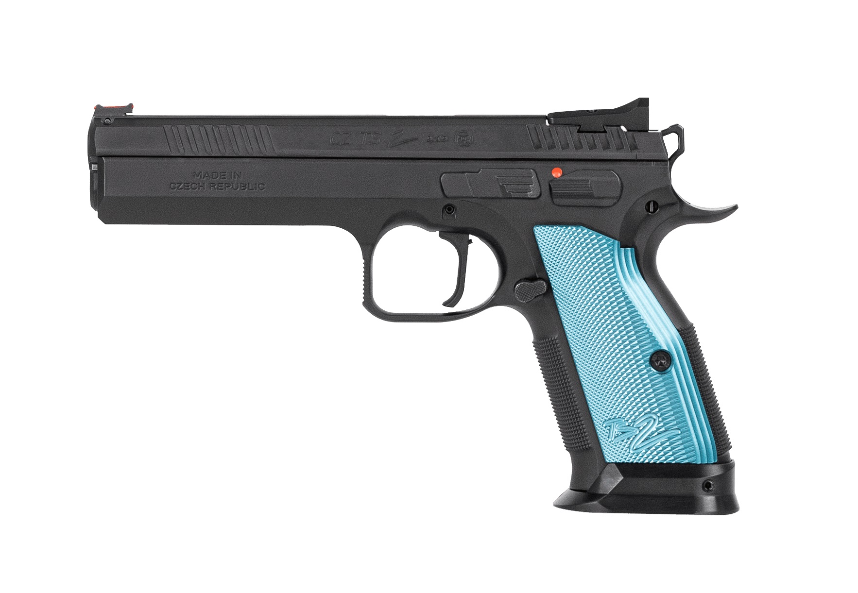CZ TS 2 9mm Pistol, 20-Round, Black/Blue Grips