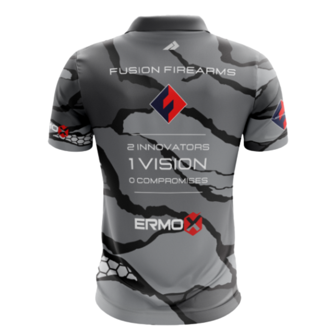 Fusion Shooter Shirt – Grey & Black Camo Performance Polo — image 2