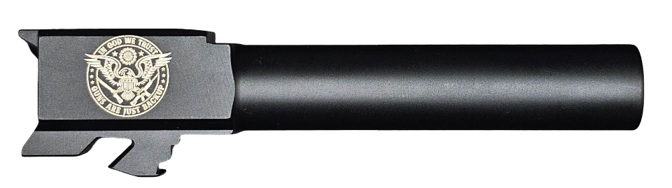 In God We Trust - Guns Are Just Backup Logo Combat Armory barrel Fits Glock 19 9mm Match Grade Barrel