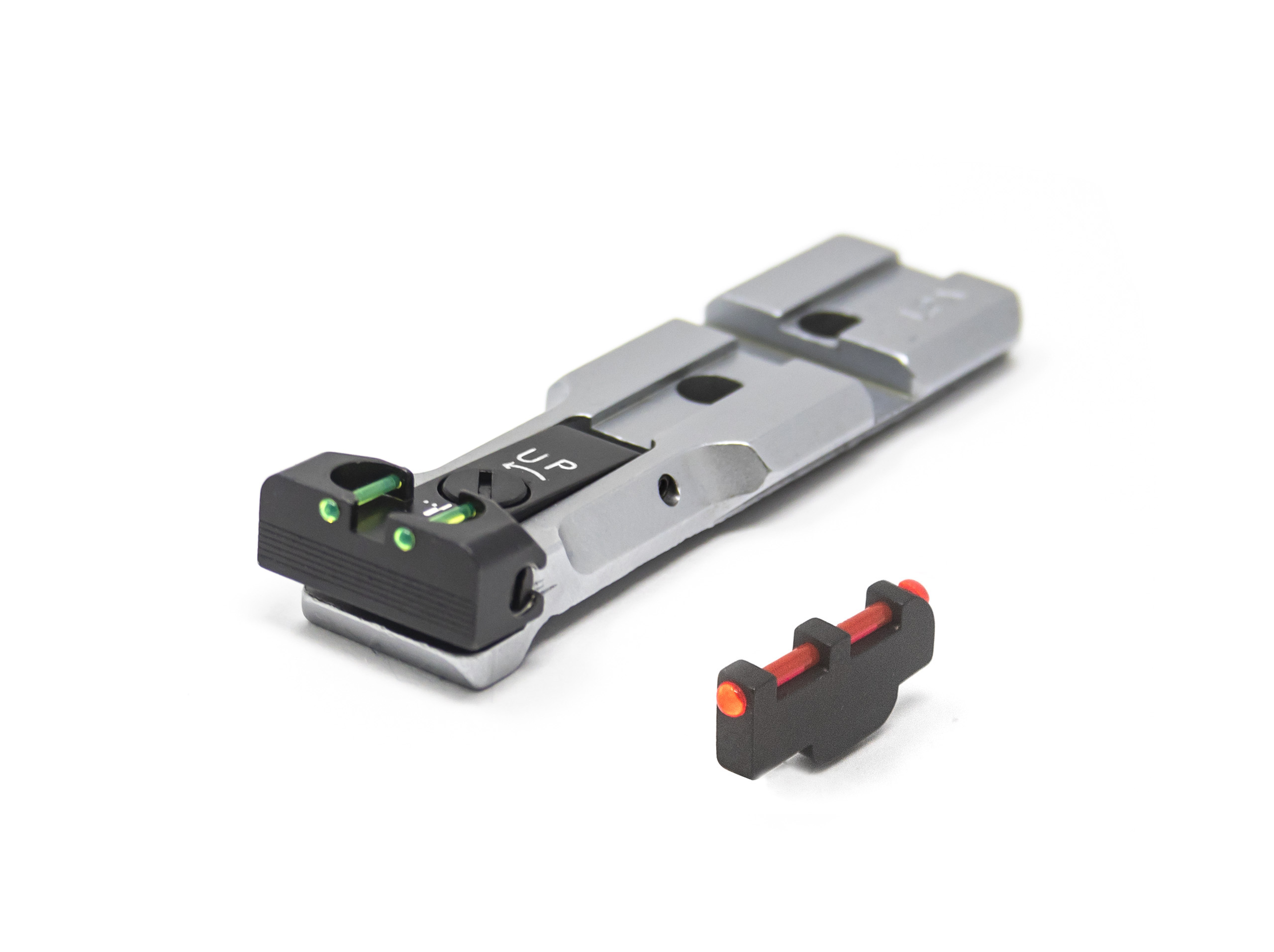 S&W RMR Rear Sight Fiber Optic Silver Body With Red Pin Front Sight – Fusion Firearms