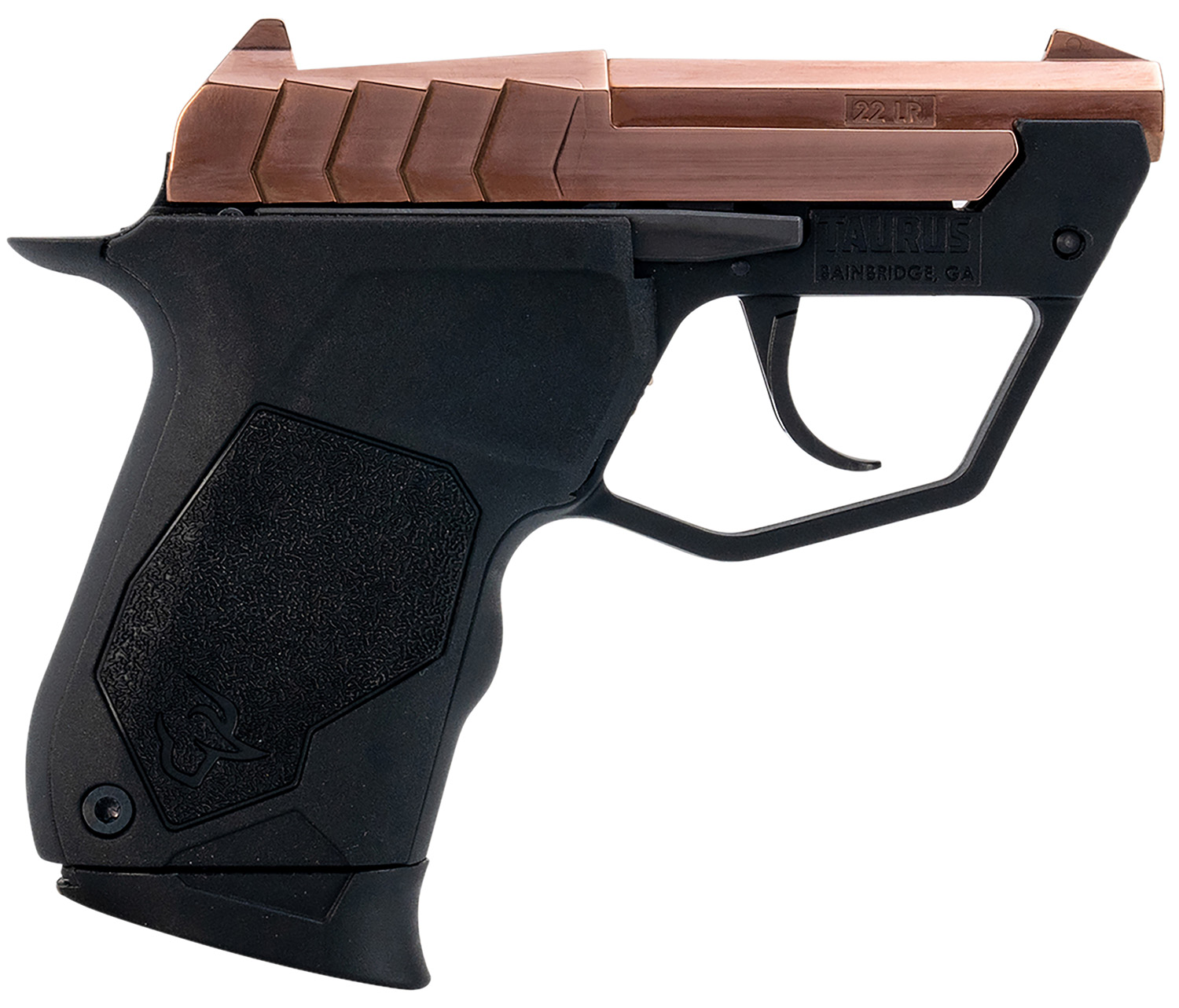 Taurus 1-22TUC13RG 22TUC Micro-Compact Frame 22 LR 9+1 2.50″ Polished Rose Gold PVD Steel Tip-Up Barrel, Rose Gold PVD Serrated Stainless Steel Slide, Black Polymer Frame, Black Polymer Grip