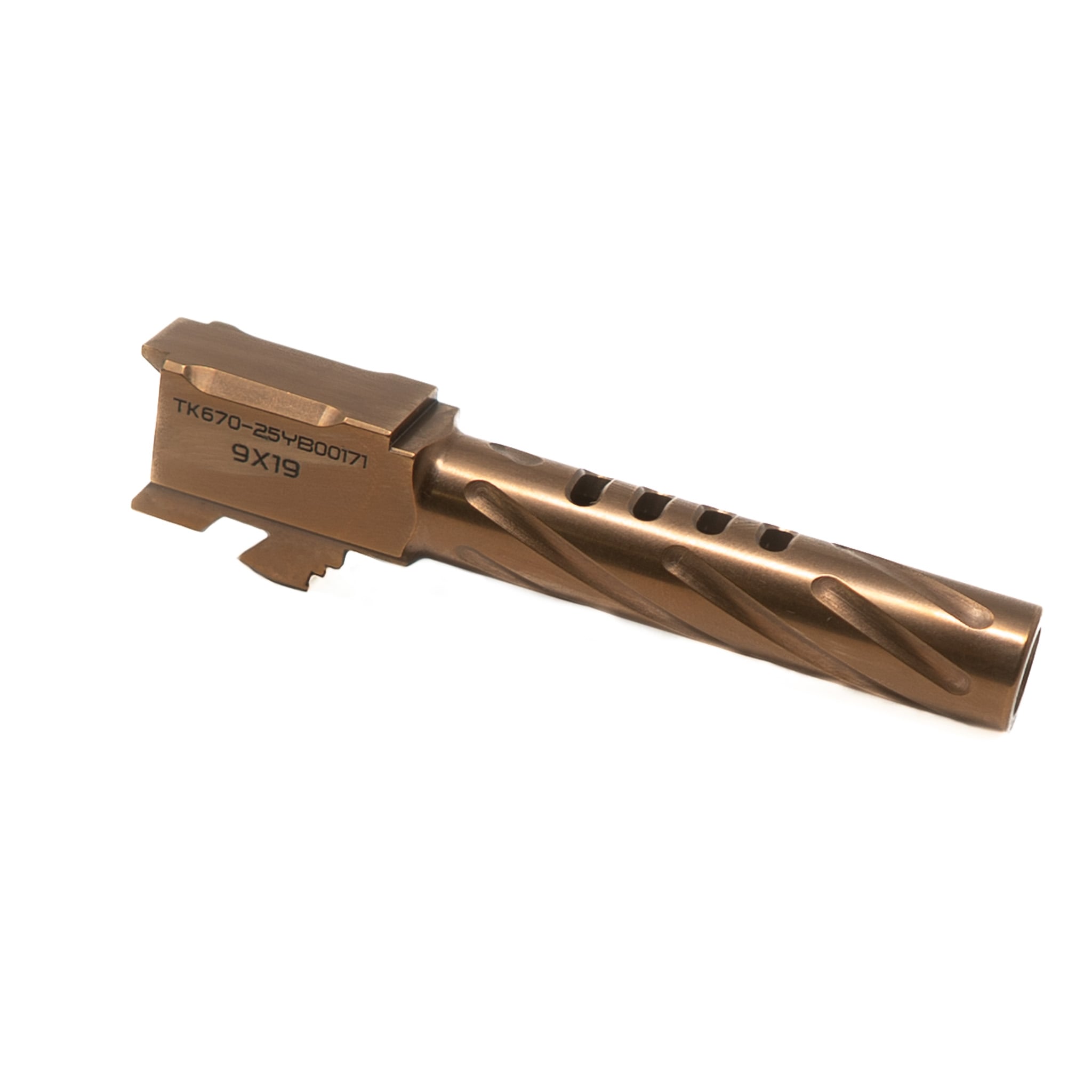 XF Pro 9MM Ported Barrel – 4" Fluted – Glock Gen 4 Compatible – Bronze – Fusion Firearms