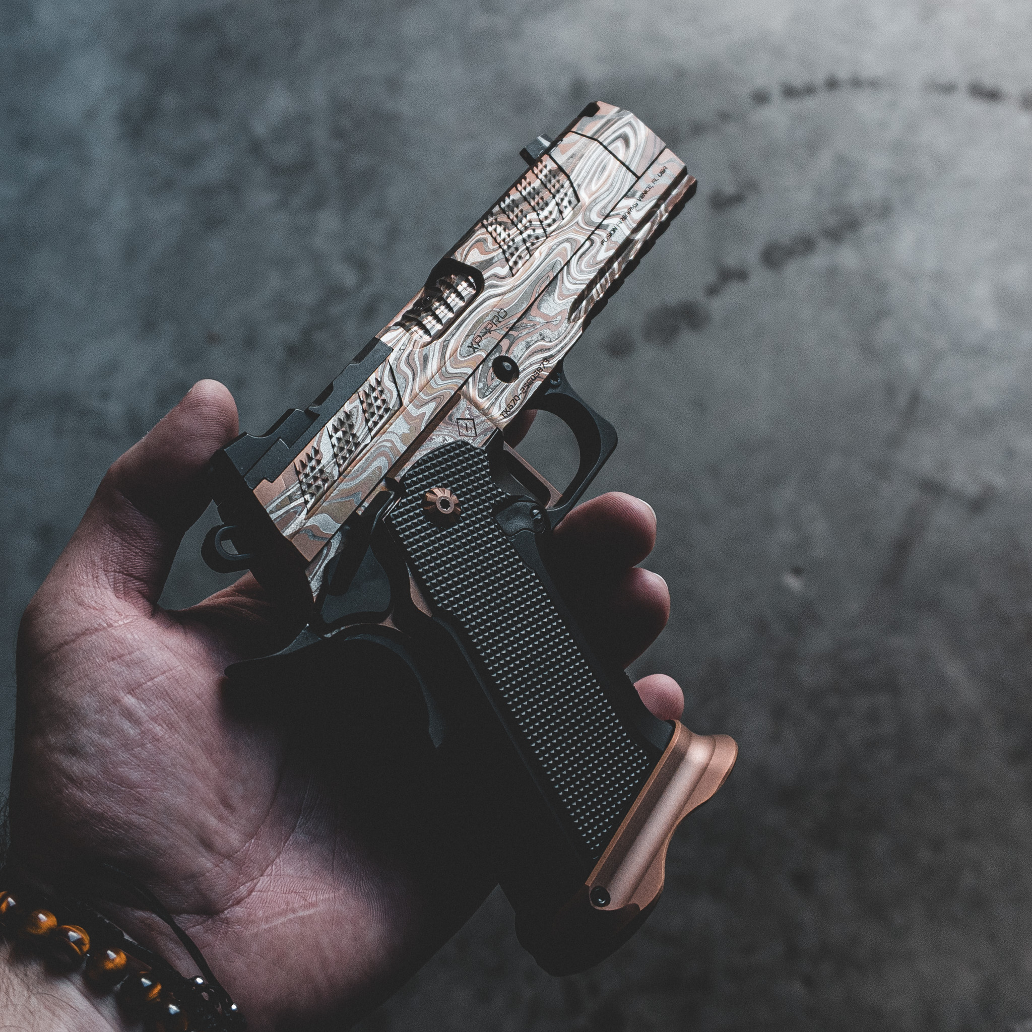 XP COMP – 9MM – BRONZE "DAMASCUS" CUSTOM SHOP EDITION – Fusion Firearms — image 2