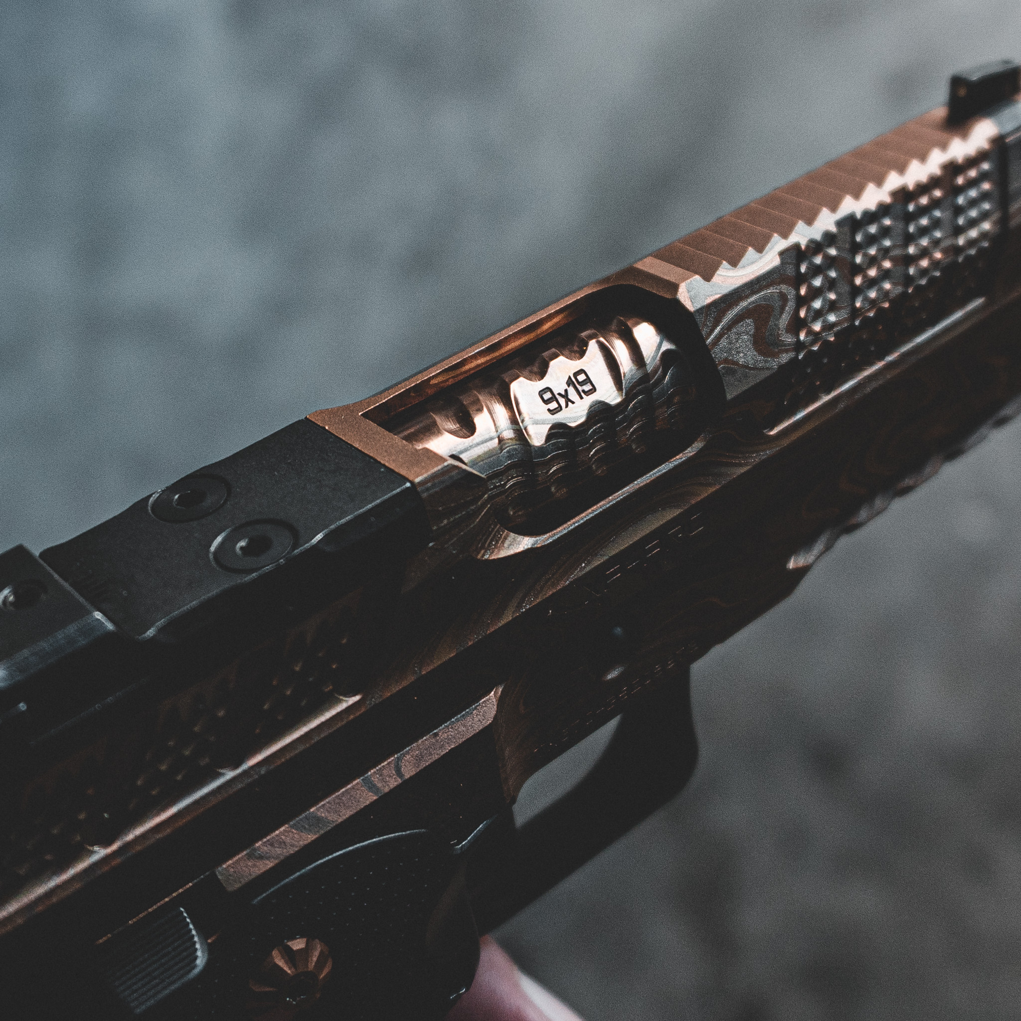 XP COMP – 9MM – BRONZE "DAMASCUS" CUSTOM SHOP EDITION – Fusion Firearms — image 3
