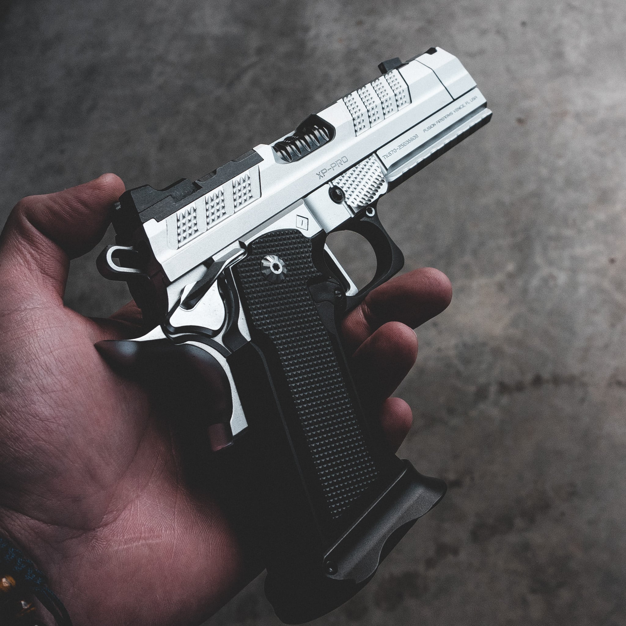 XP COMP & Ported Pistol – 9MM – Chrome – Ambi Thumbrest (Custom Shop Edition) – Fusion Firearms