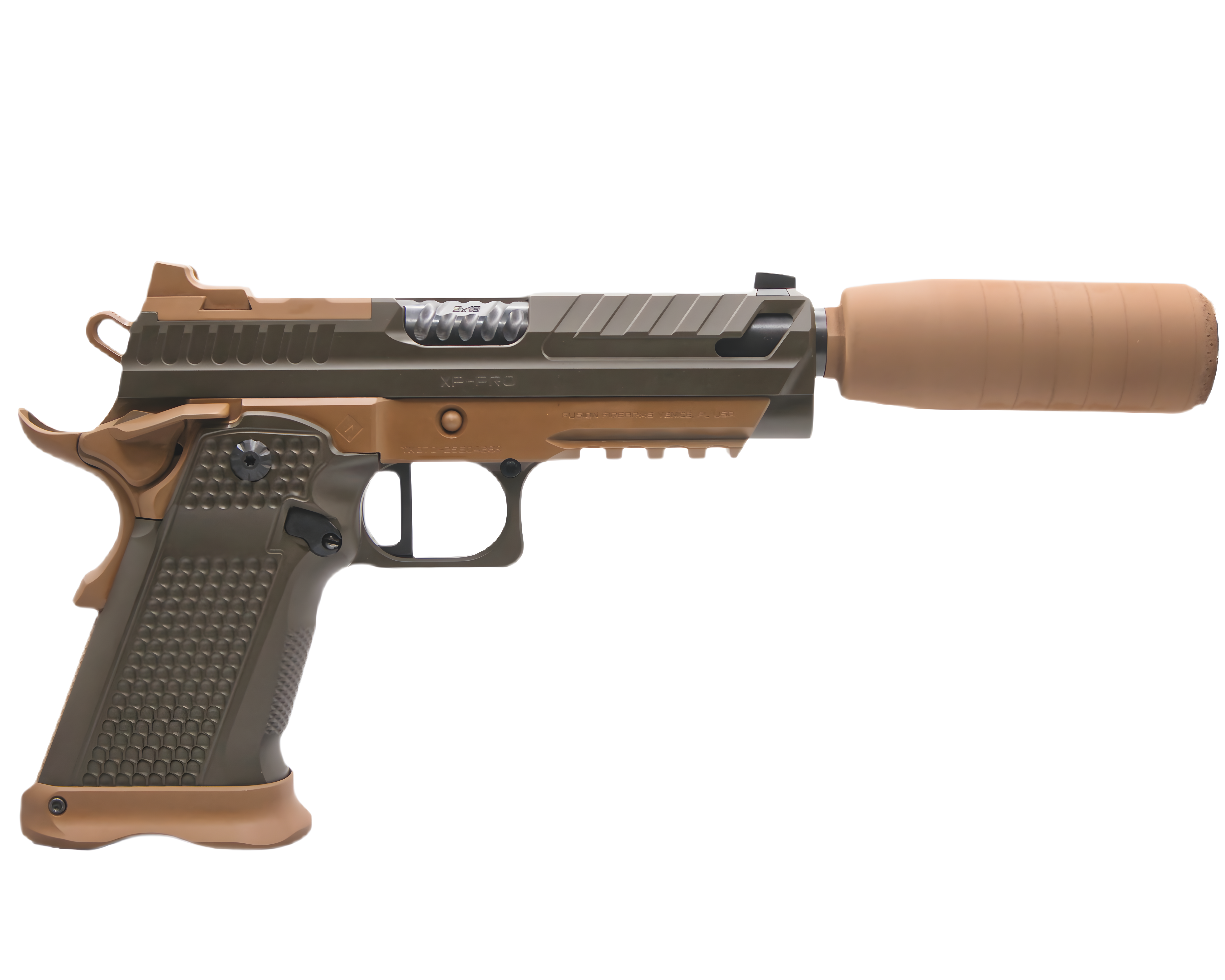 XP PRO - 9MM – OD Green & Tan - Suppressor Package - Custom Shop Edition – Fusion Firearms