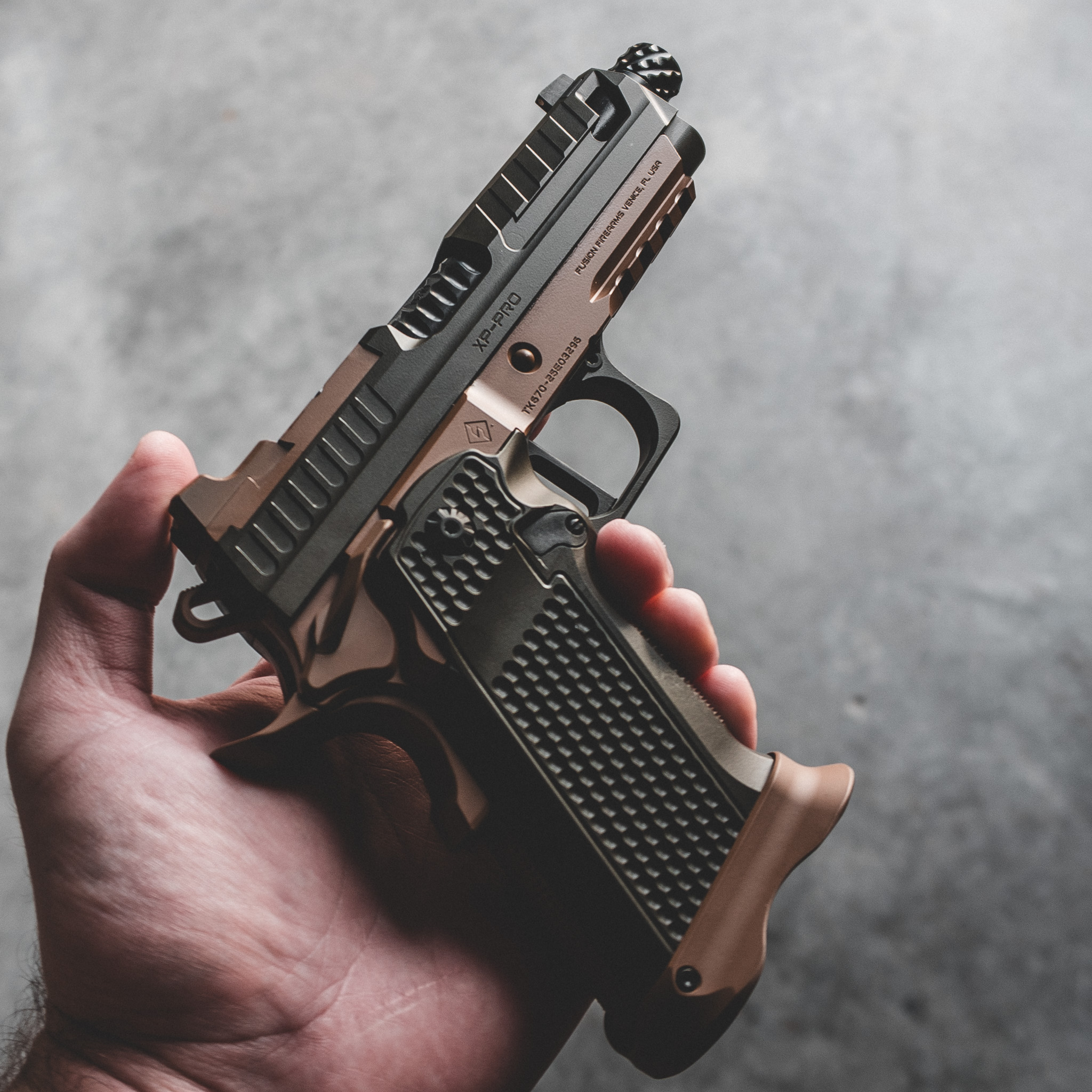 XP PRO - 9MM – OD Green & Tan Threaded Custom Shop Edition (MADE TO ORDER) – Fusion Firearms