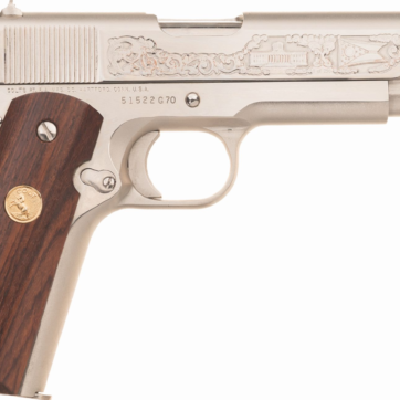 Colt Ohio 175th Ann. Com.Series 70 Govt Showcase 45 5" Nickel Walnut - American Guns & Ammo