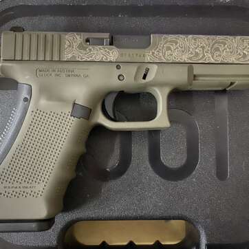 Glock 17 Gen 4 Custom OD Green Laser Engraved 9mm - Semi Auto Pistols - American Guns & Ammo