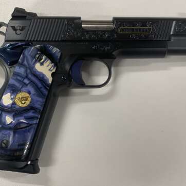 Wilson Combat Custom Engraved CQB Elite 45 ACP Fossilized Mamoth Grips Gold Trim - Semi Auto Pistols | American Guns & Ammo