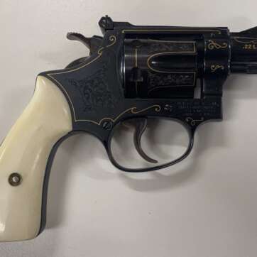 Smith and Wesson Model 34-1 22lr J Frame Engraved Gold Inlay - Revolvers | American Guns & Ammo